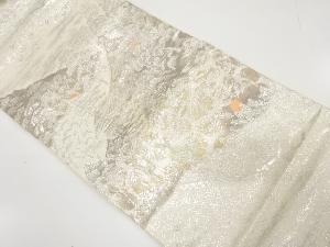 アンティーク　二重引箔寺院風景模様織出し袋帯（着用可）